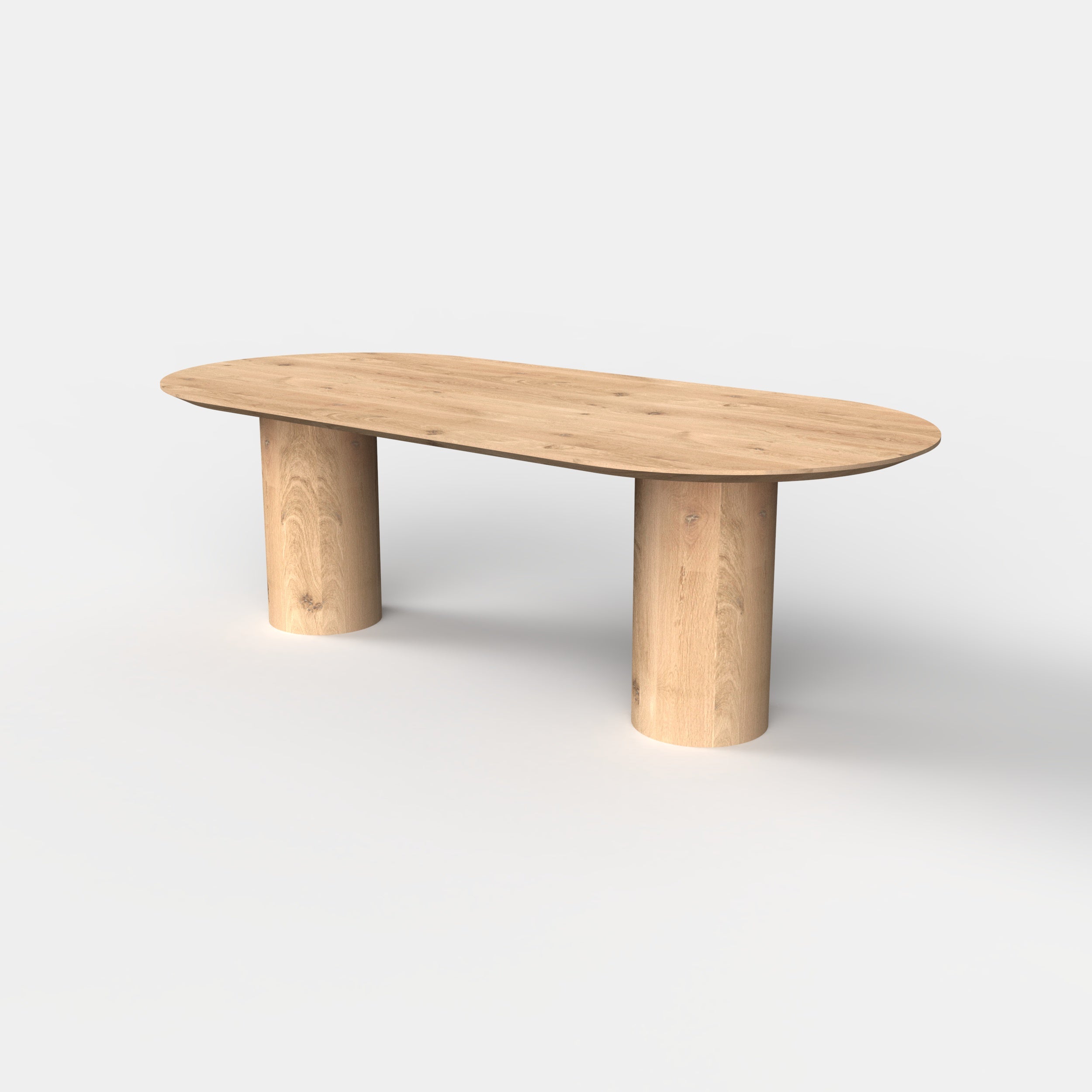 Plat ovale eiken eettafel Kolom