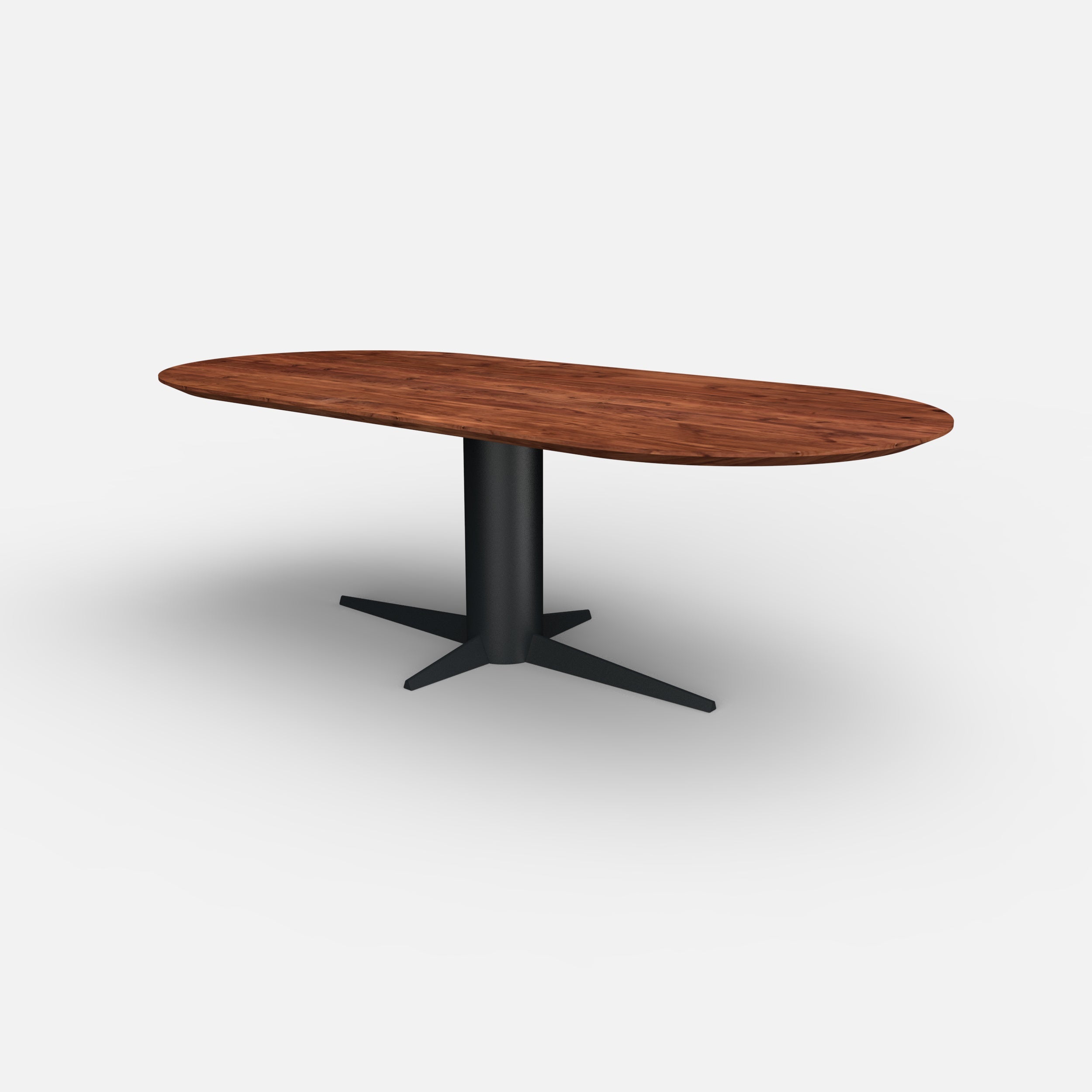 Plat ovale notenhouten eettafel Dex