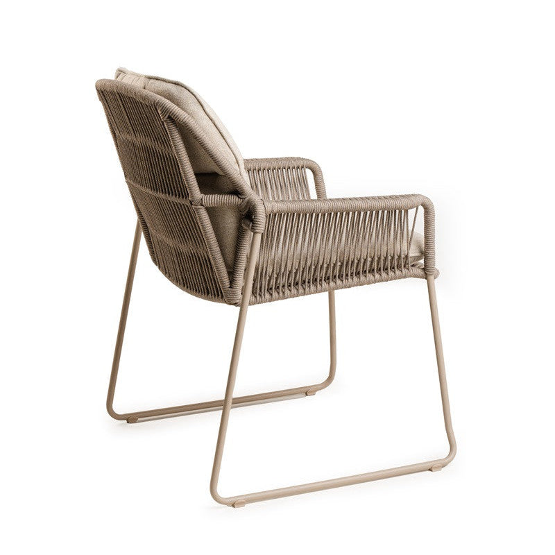 Deens ovale iroko tuinset Finn - 6 tuinstoelen Rivera champagne