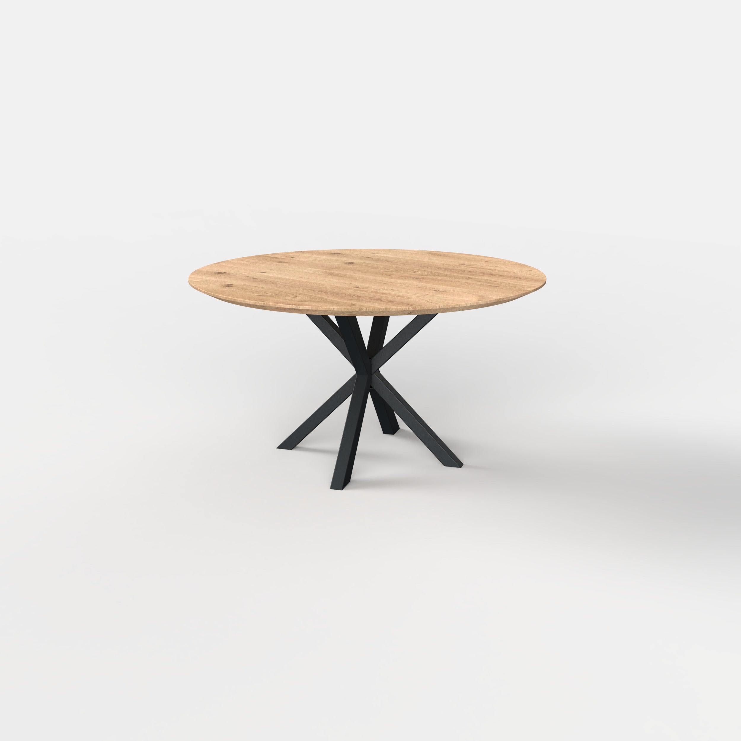 Ronde eiken eettafel matrixpoot 5x5cm
