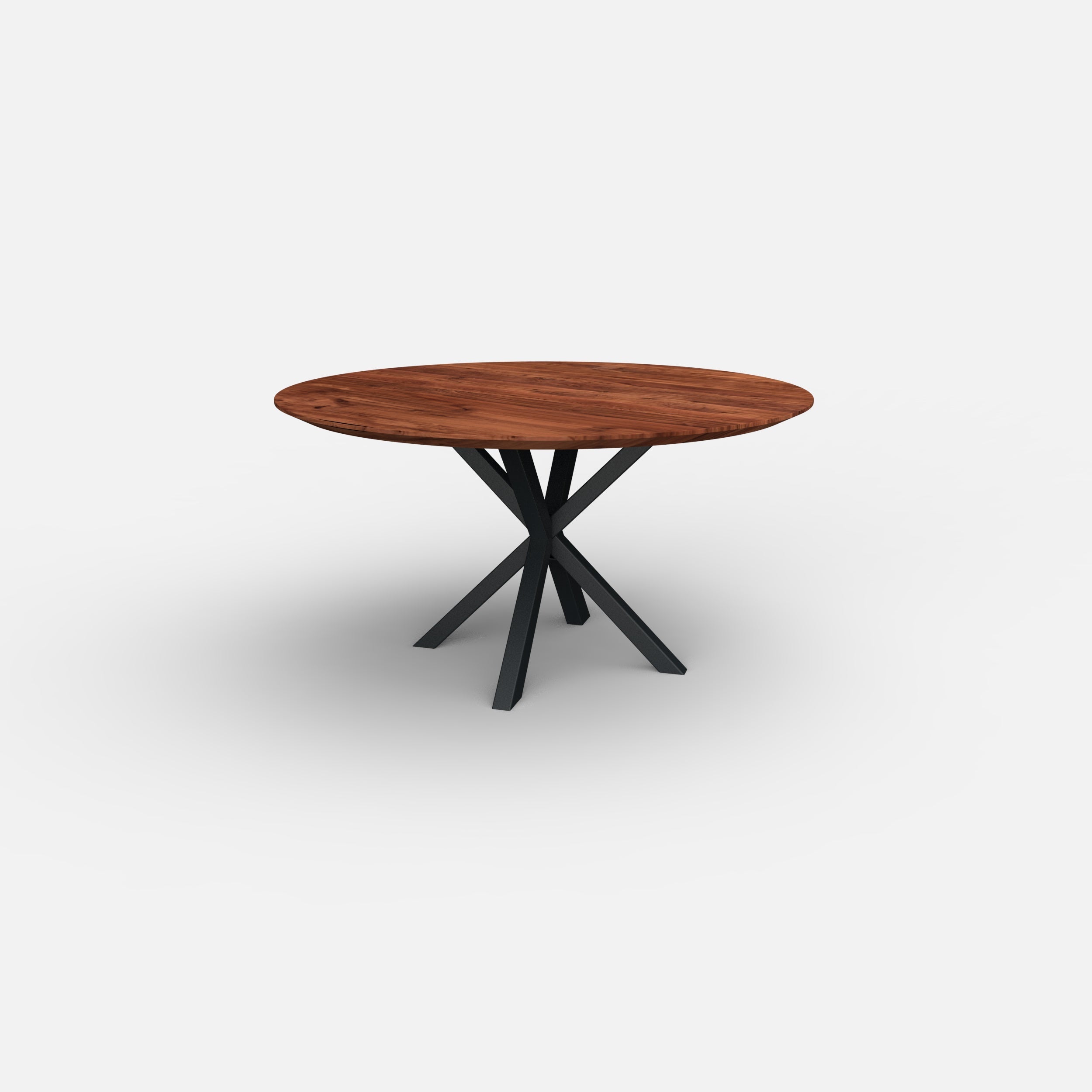 Ronde notenhouten eettafel matrixpoot 5x5cm