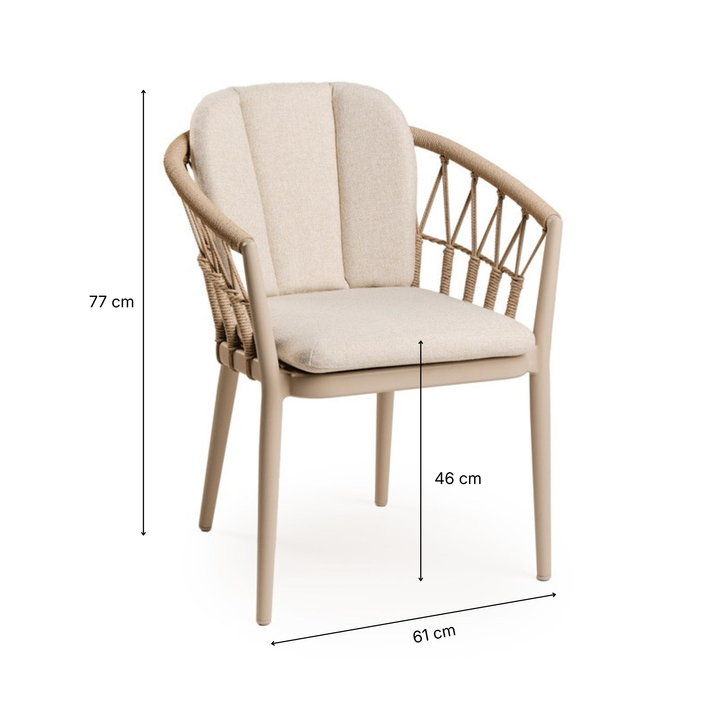 Deens ovale iroko tuinset Finn - 6 tuinstoelen SantaFe champagne