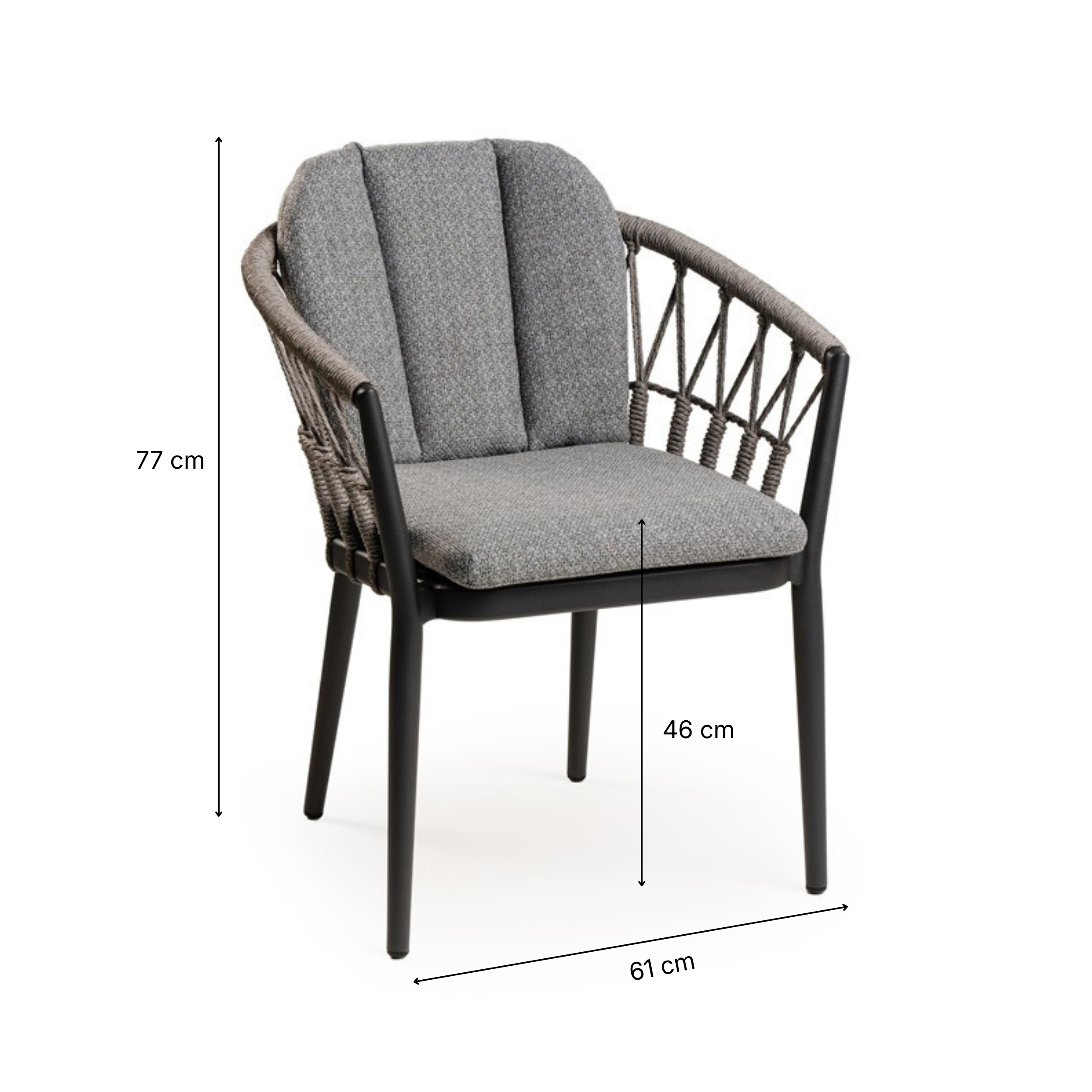 Deens ovale iroko tuinset Finn - 6 tuinstoelen SantaFe charcoal