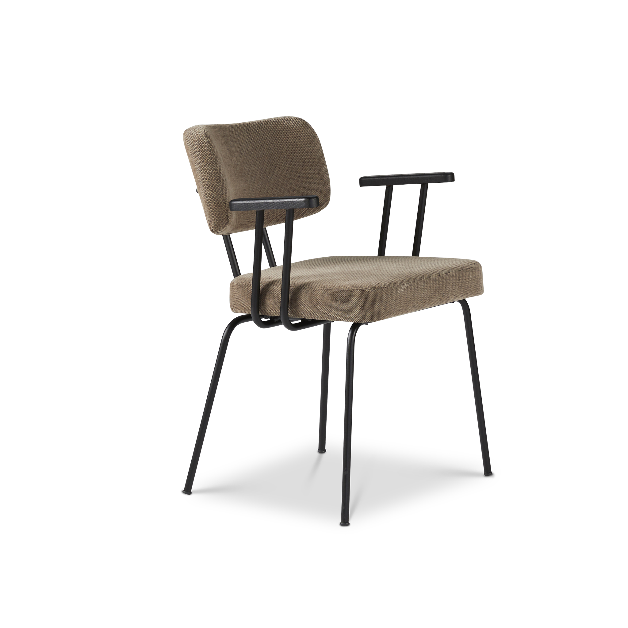 Ted eetkamerstoel met armleuning - portofino brown - zwart onderstel - armleuning zwart
