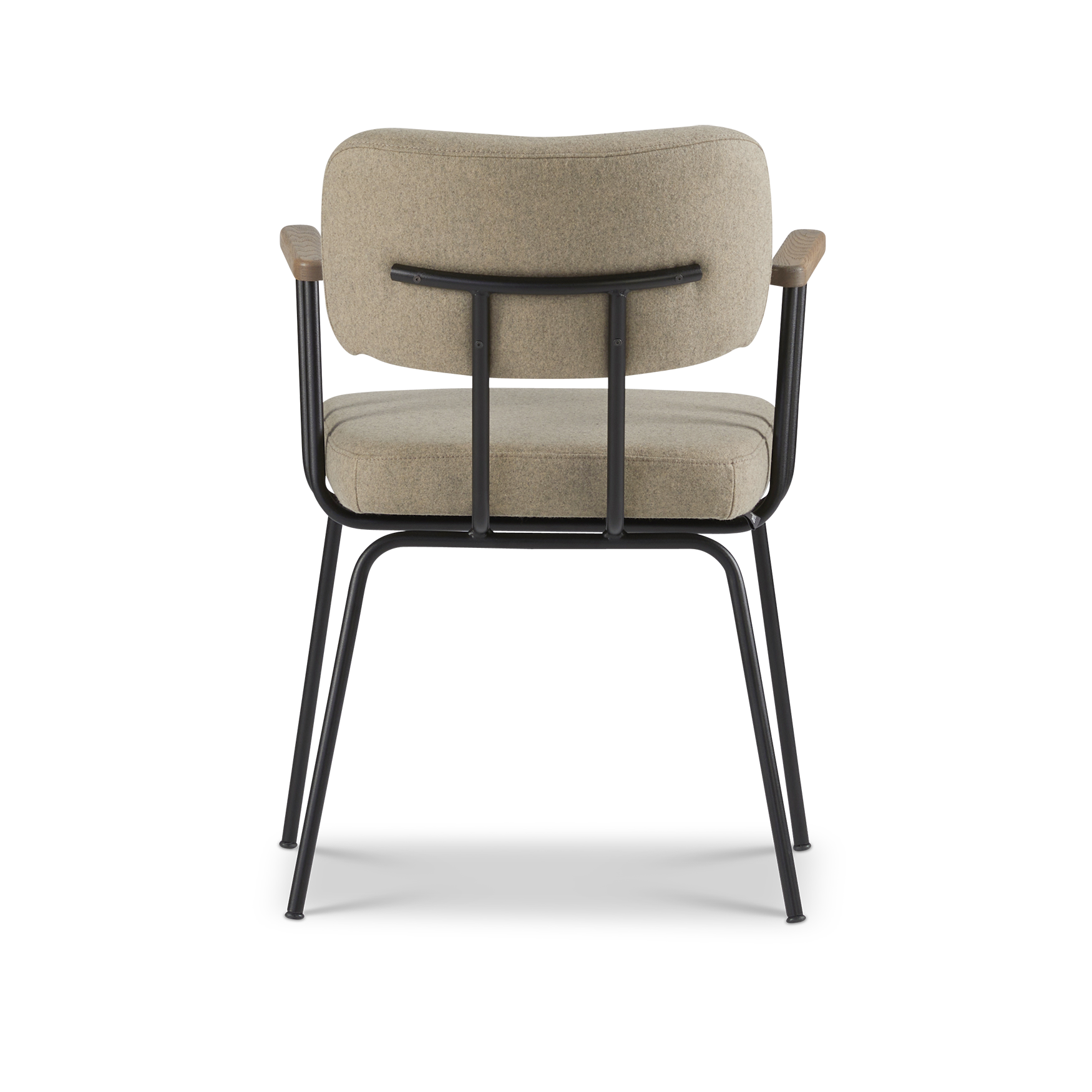Ted eetkamerstoel met armleuning - new wool stone - zwart onderstel - armleuning tabacco