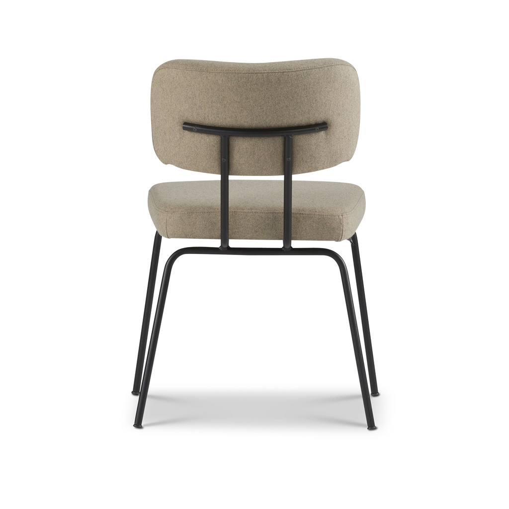 Ted eetkamerstoel zonder arm - new wool stone - zwart onderstel