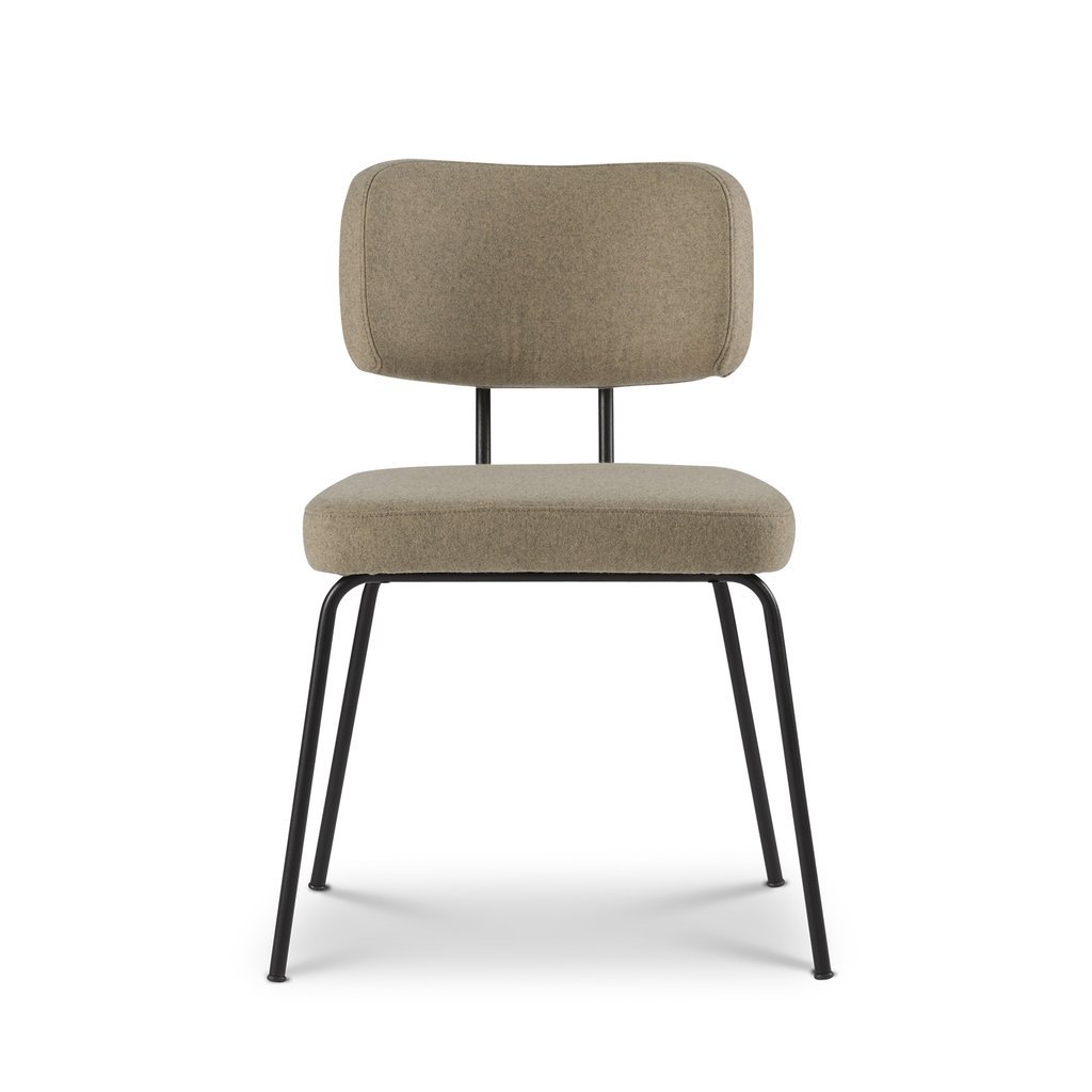 Ted eetkamerstoel zonder arm - new wool stone - zwart onderstel