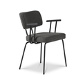 Ted eetkamerstoel met armleuning - new wool antracite - zwart onderstel - armleuning zwart