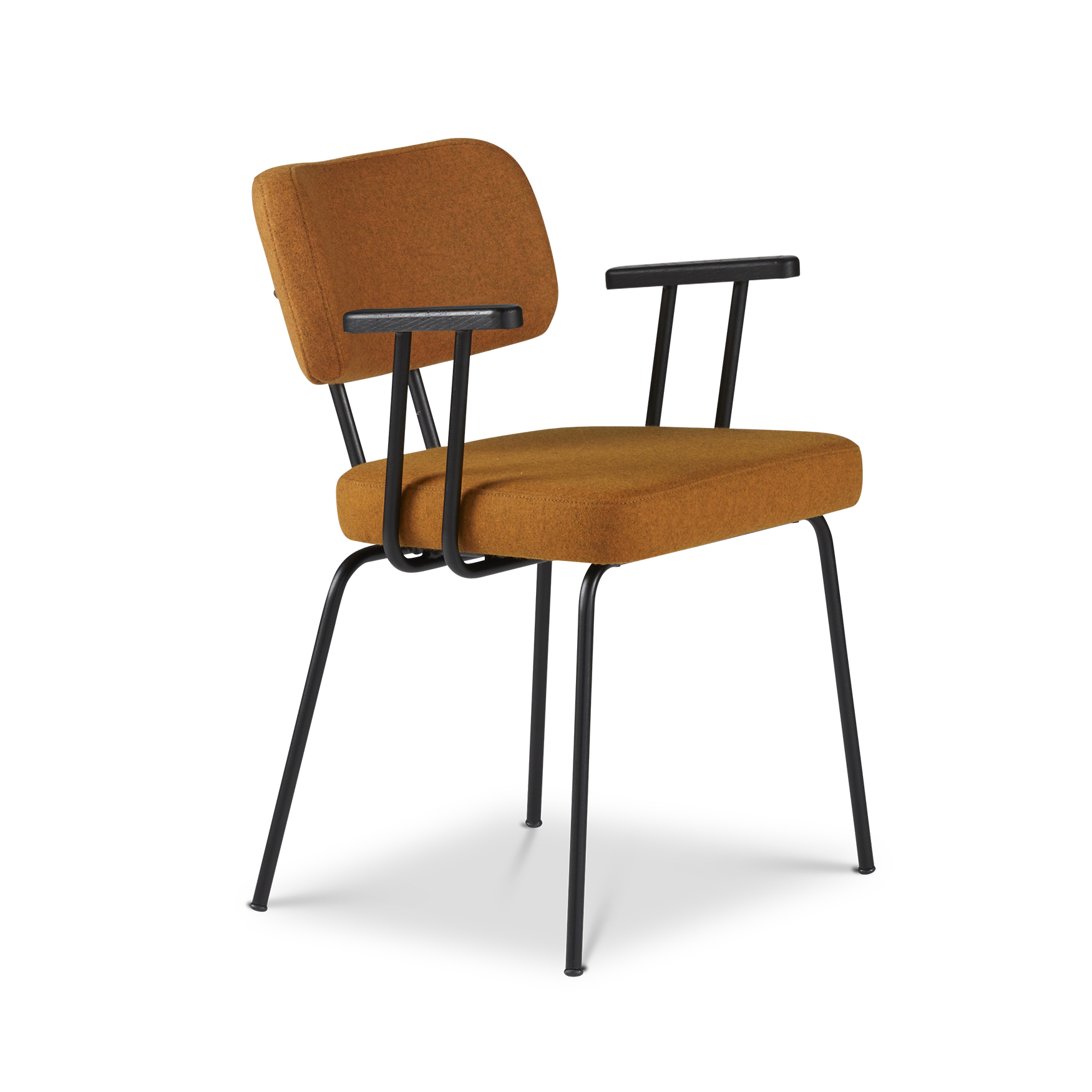 Ted eetkamerstoel met armleuning - new wool marroc - zwart onderstel - armleuning zwart