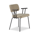 Ted eetkamerstoel met armleuning - new wool stone - zwart onderstel - armleuning zwart