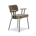 Ted eetkamerstoel met armleuning - portofino brown - zwart onderstel - armleuning tabacco