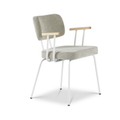 Ted eetkamerstoel met armleuning - portofino multigrey - wit onderstel - armleuning hout