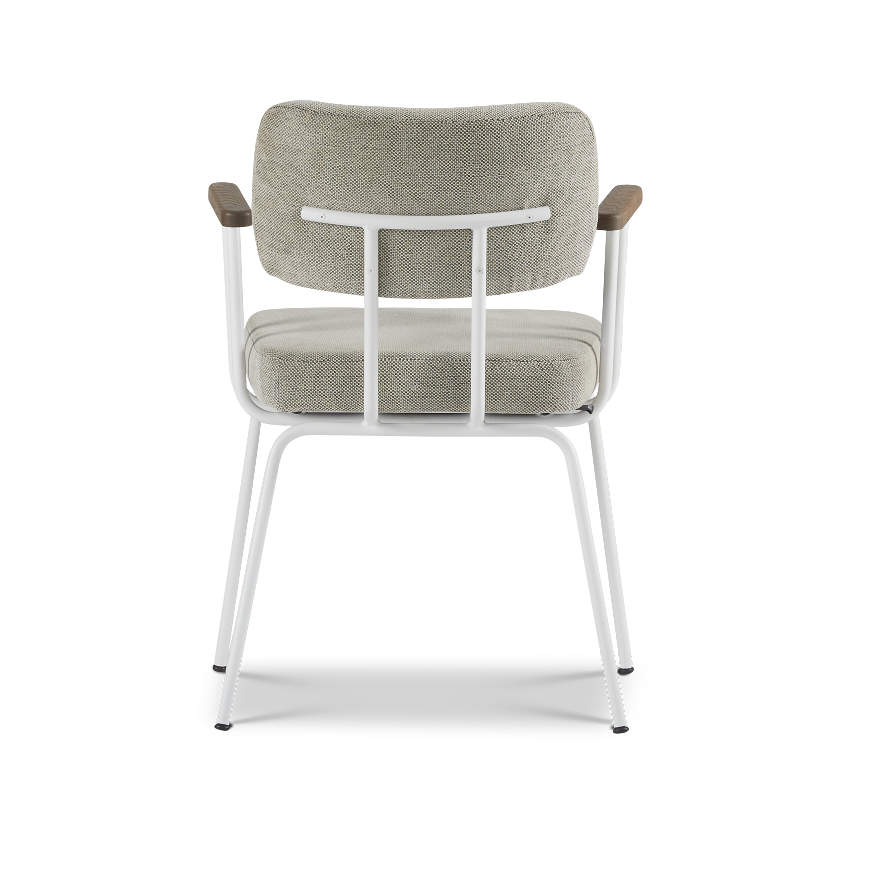 Ted eetkamerstoel met armleuning - portofino multigrey - wit onderstel - armleuning tabacco