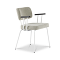 Ted eetkamerstoel met armleuning - portofino multigrey - wit onderstel - armleuning zwart