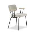 Ted eetkamerstoel met armleuning - portofino multigrey - zwart onderstel - armleuning hout