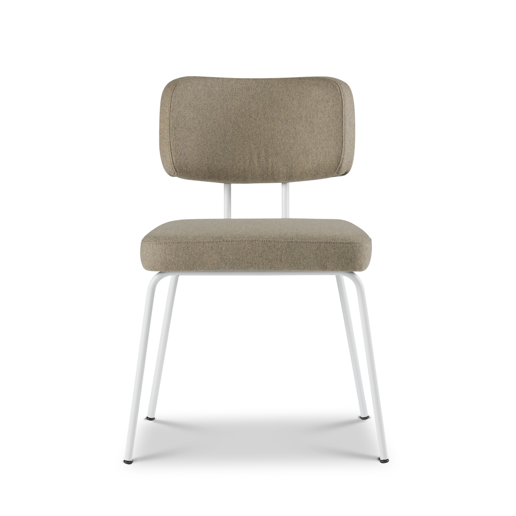 Ted eetkamerstoel zonder arm - new wool stone - wit onderstel