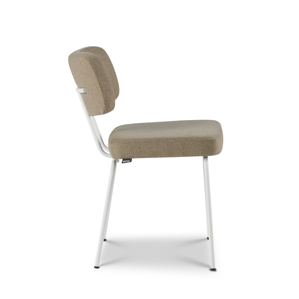 Ted eetkamerstoel zonder arm - new wool stone - wit onderstel