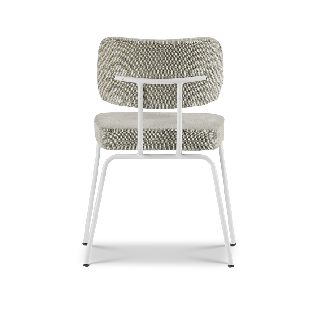 Ted eetkamerstoel zonder arm - portofino multigrey - wit onderstel