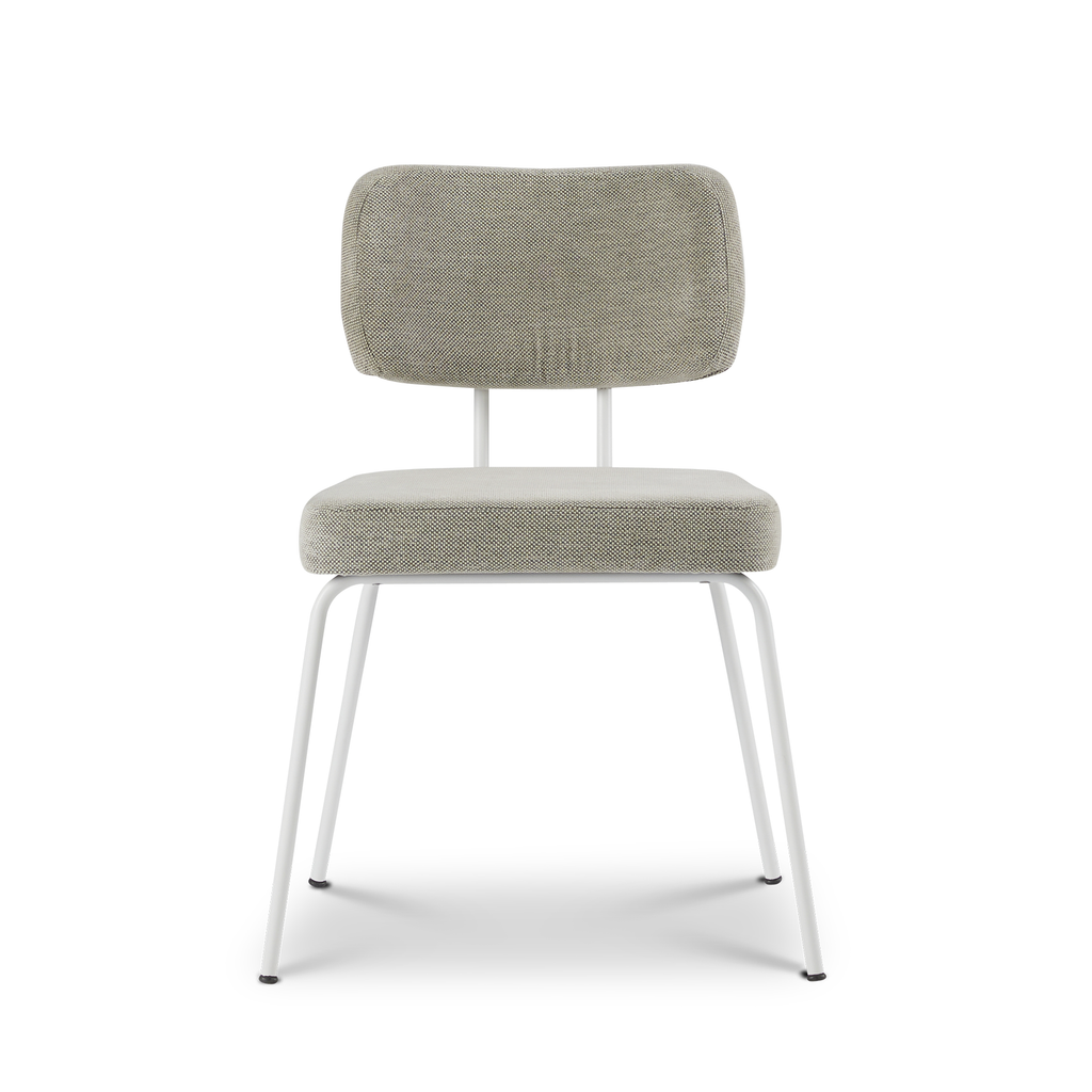 Ted eetkamerstoel zonder arm - portofino multigrey - wit onderstel