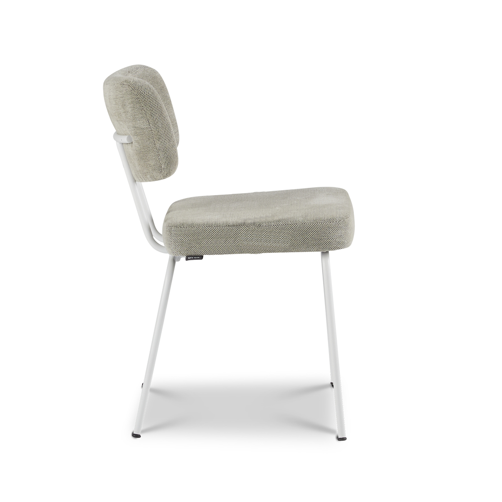 Ted eetkamerstoel zonder arm - portofino multigrey - wit onderstel