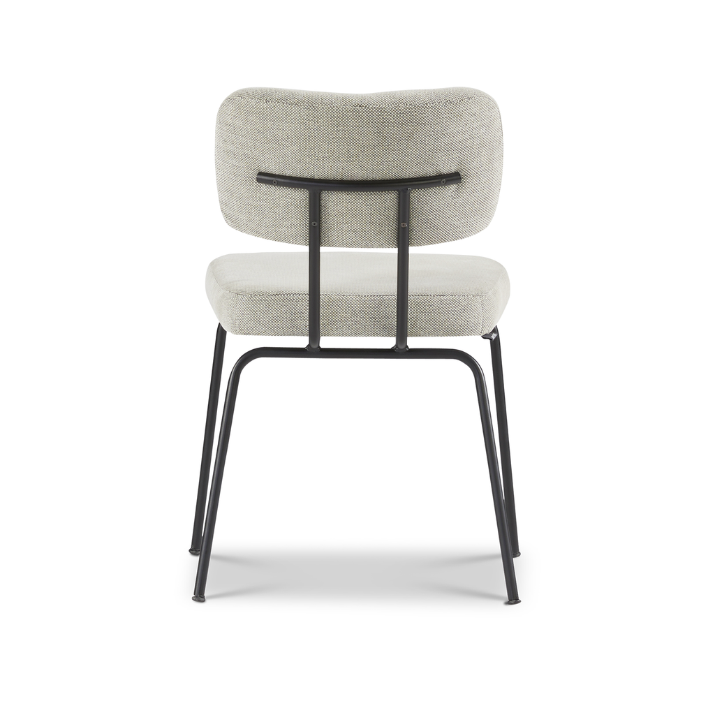 Ted eetkamerstoel zonder arm - portofino multigrey - zwart onderstel