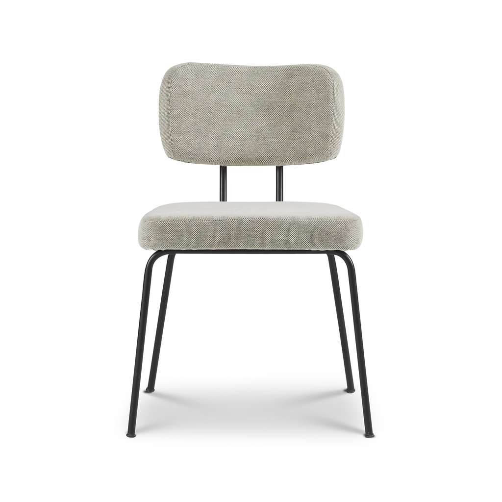 Ted eetkamerstoel zonder arm - portofino multigrey - zwart onderstel