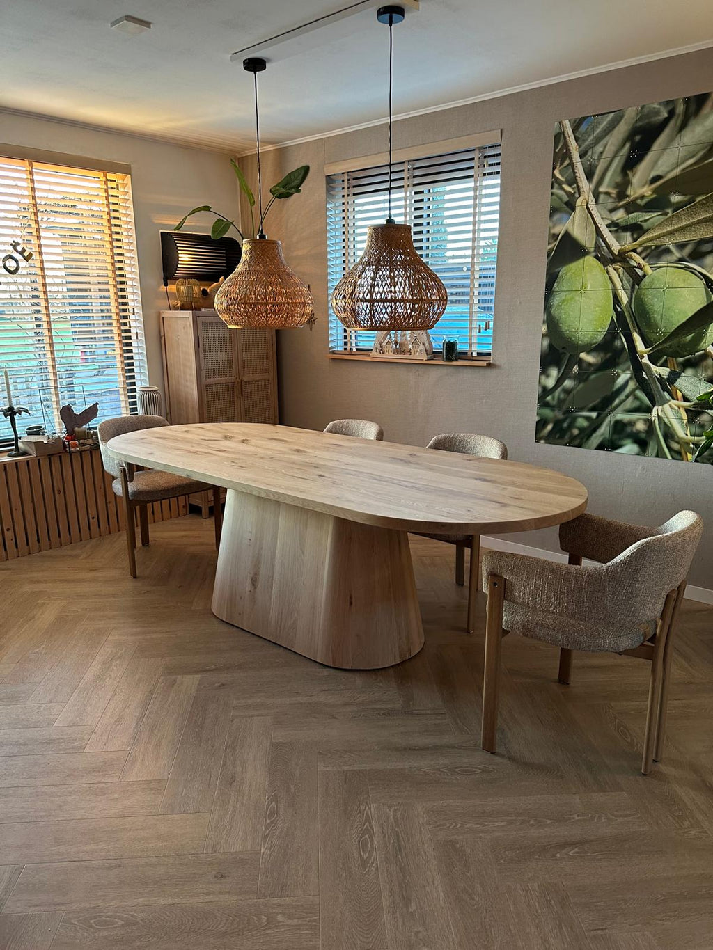 Plat ovale eiken eettafel Niva