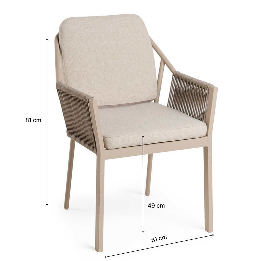 Deens ovale iroko tuinset Finn - 6 tuinstoelen Liv champagne