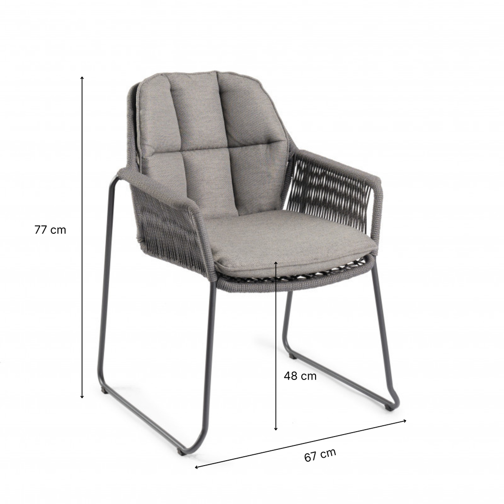 Deens ovale iroko tuinset Finn - 6 tuinstoelen Rivera charcoal