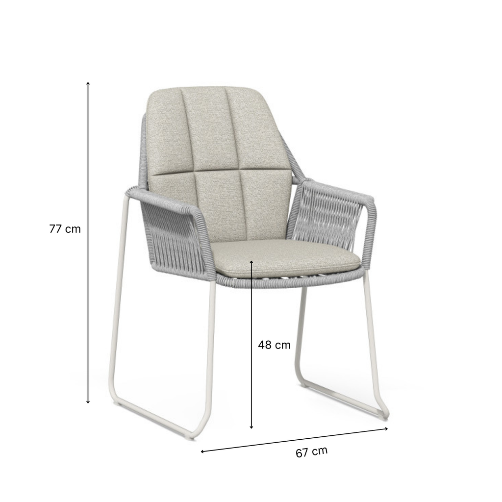 Deens ovale iroko tuinset Finn - 6 tuinstoelen Rivera wit