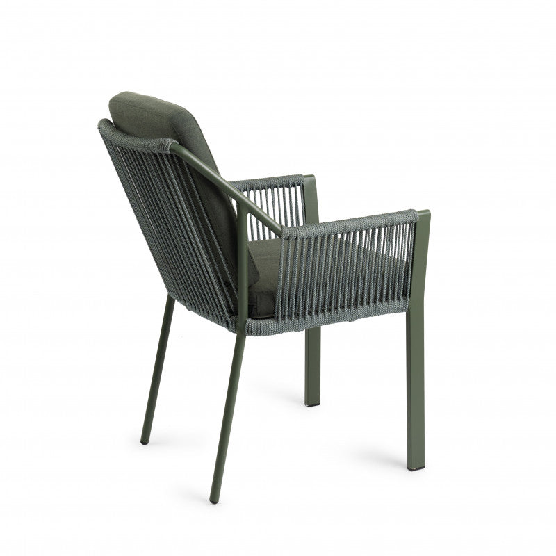 Deens ovale iroko tuinset Finn - 6 tuinstoelen Liv groen