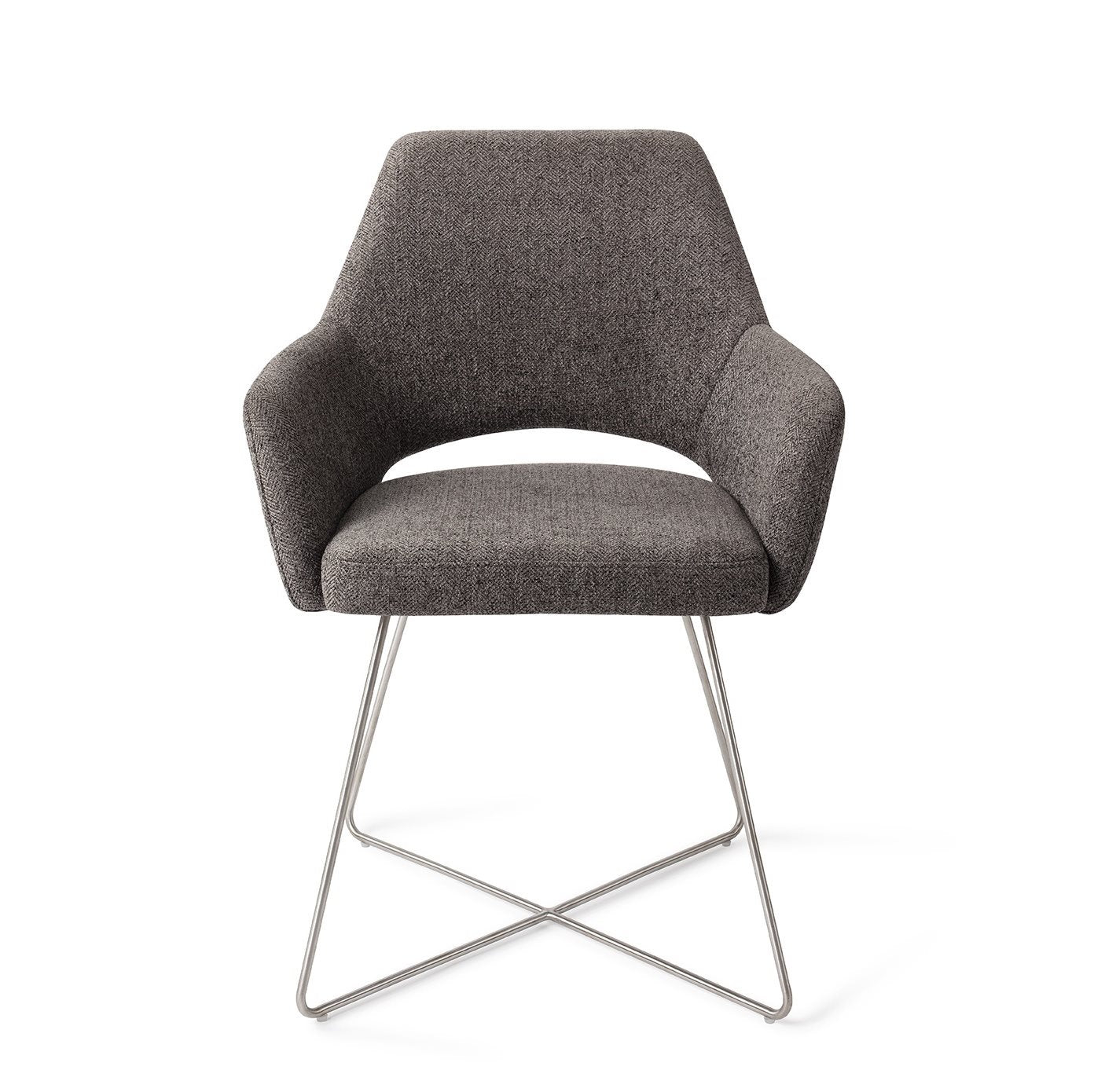 Eetkamerstoel Yanai - amazing grey - cross steel