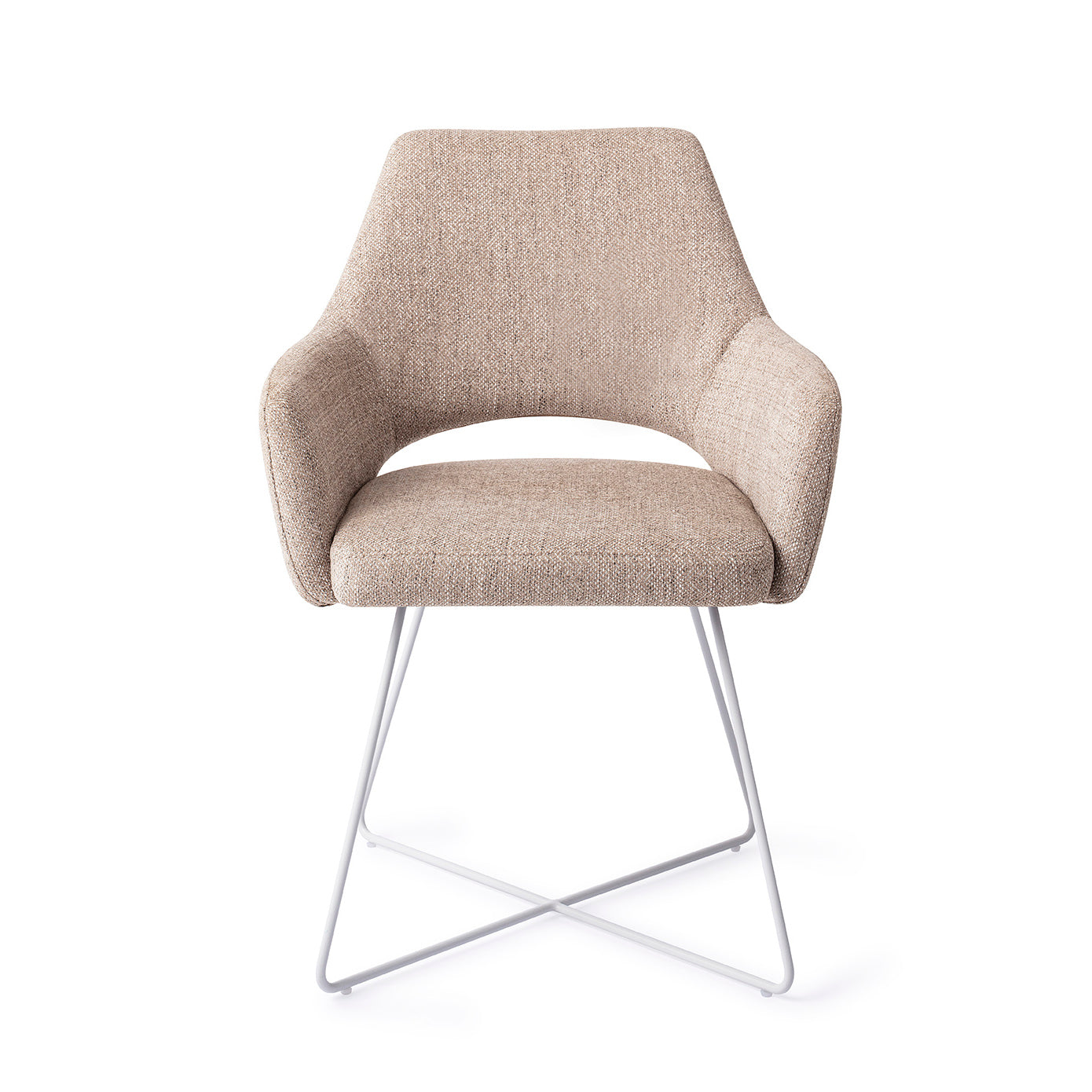 Eetkamerstoel Yanai - biscuit beach - cross white