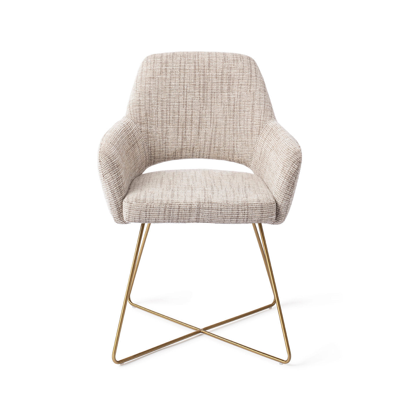 Eetkamerstoel Yanai - caramel grid - cross gold