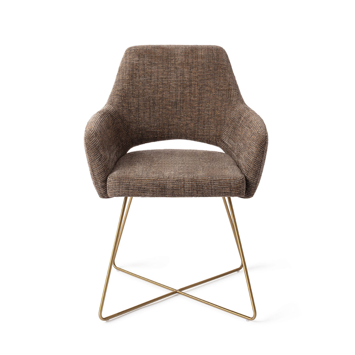 Eetkamerstoel Yanai - checked chestnut - cross gold
