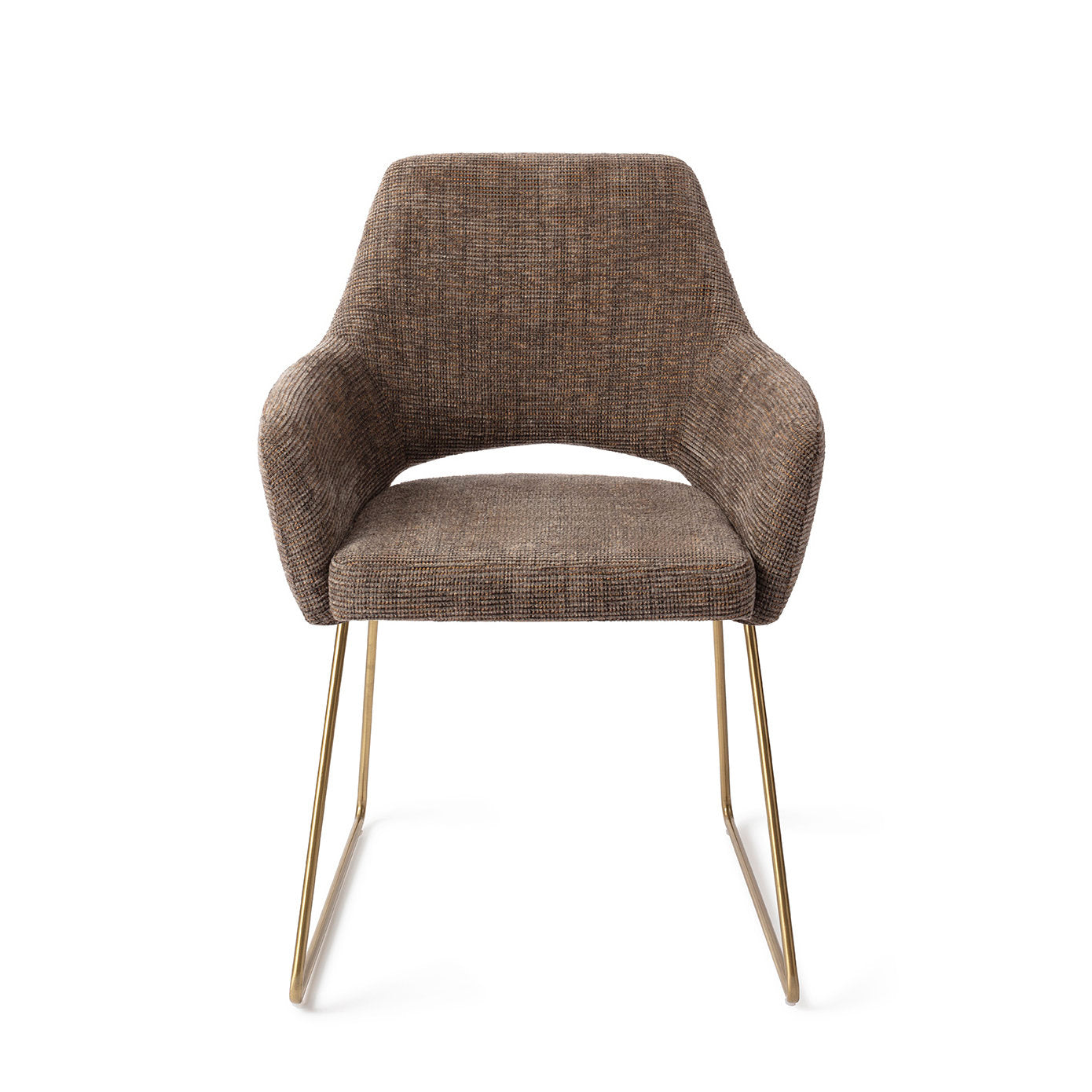 Eetkamerstoel Yanai - checked chestnut - slide gold