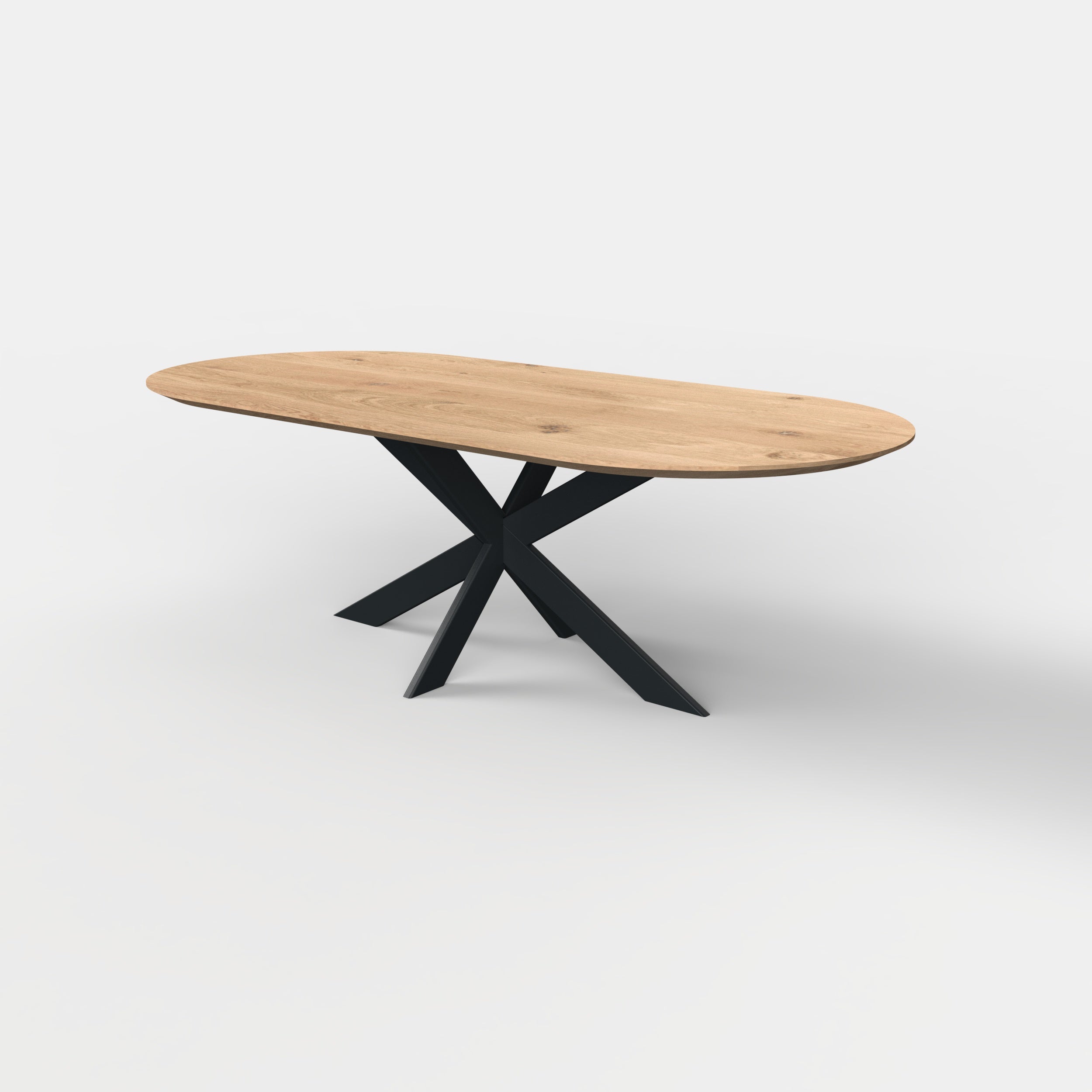 Plat ovale eiken eettafel matrix 10x3 cm