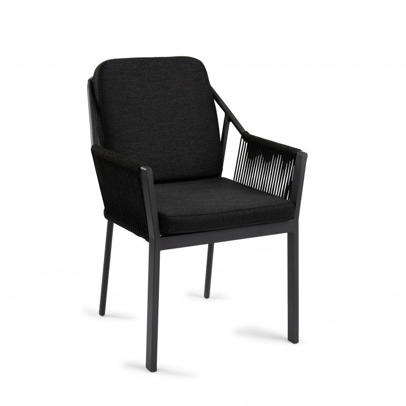 Deens ovale iroko tuinset Finn - 6 tuinstoelen Liv zwart